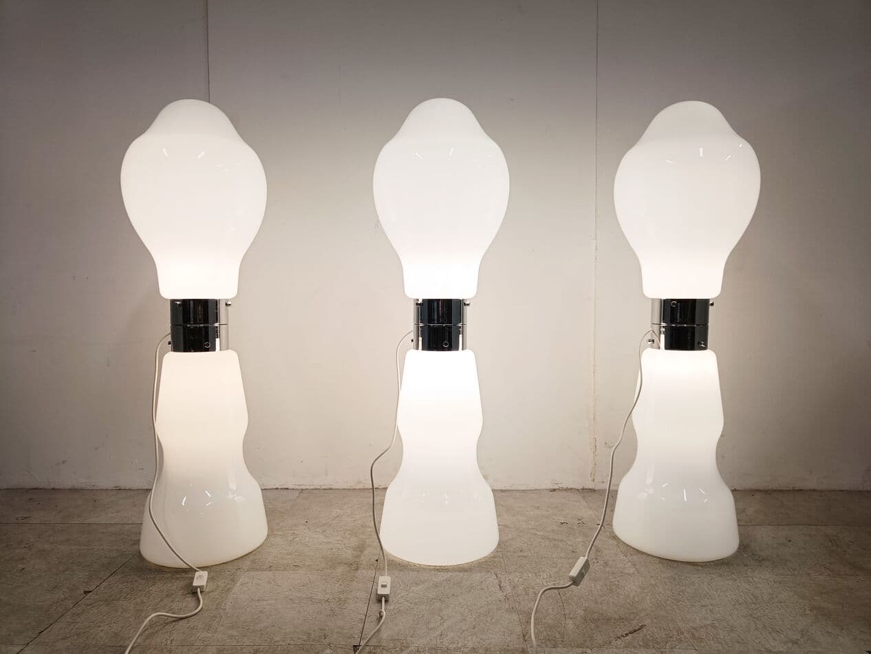 Lampa podłogowa, szkło Murano białe, proj. C. Nason, Mazzega, Włochy, lata 60. - 271023
