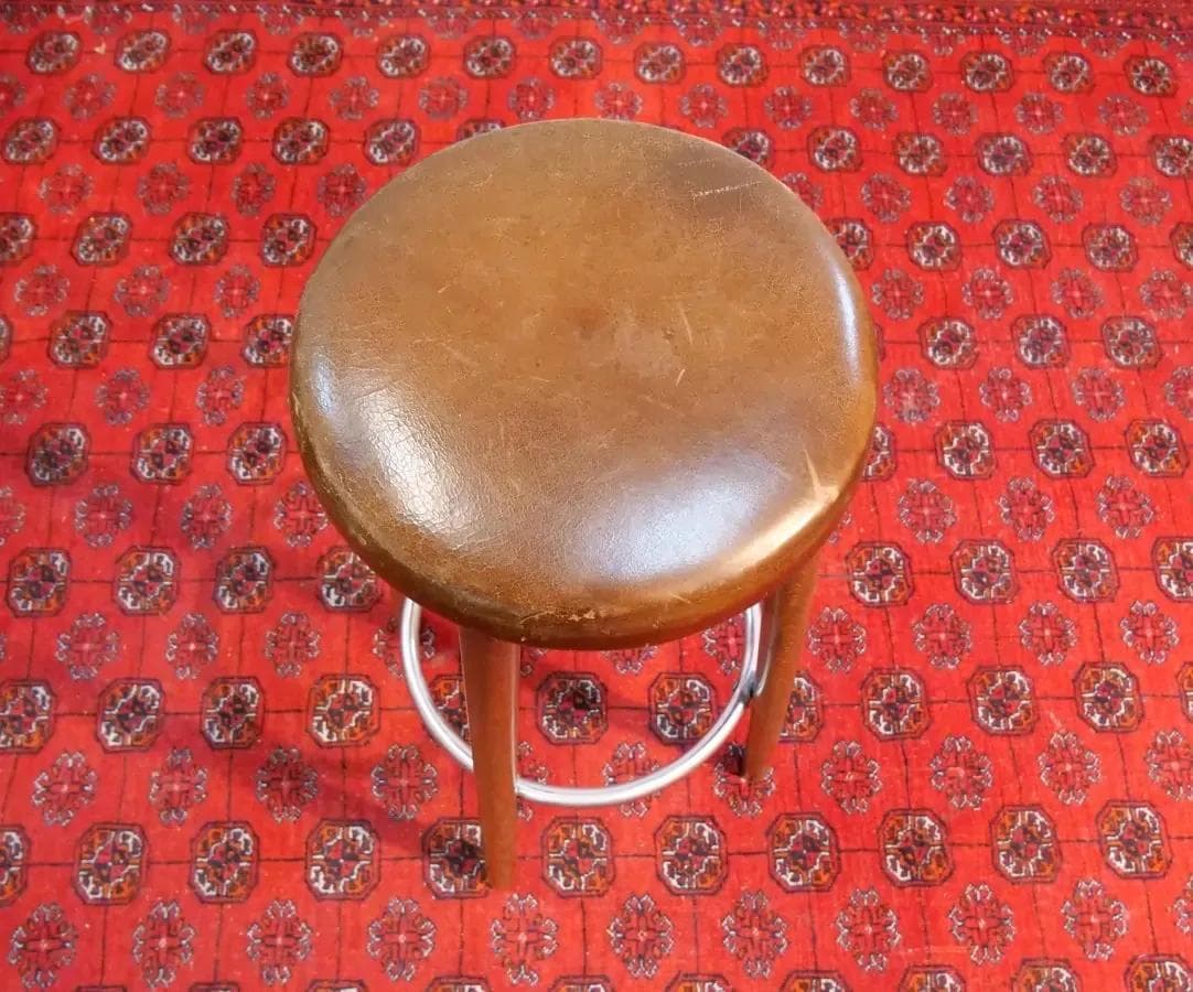 Stołek industrialny, drewno brązowy, Francja, lata 60. - 19295