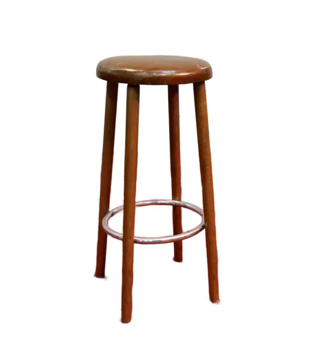 Stołek industrialny, drewno brązowy, Francja, lata 60. - WYMIARY