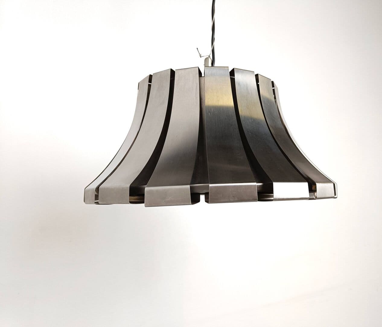 Pendant lamp, grey stainless steel, by E. Martinelli, Martinelli Luce, Italy, 1970s. - 270803