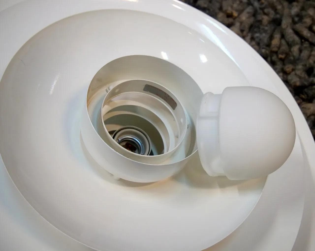 Ivory White Steel Ceiling Lamp, Fog & Morup, Denmark, 1960s - 19274