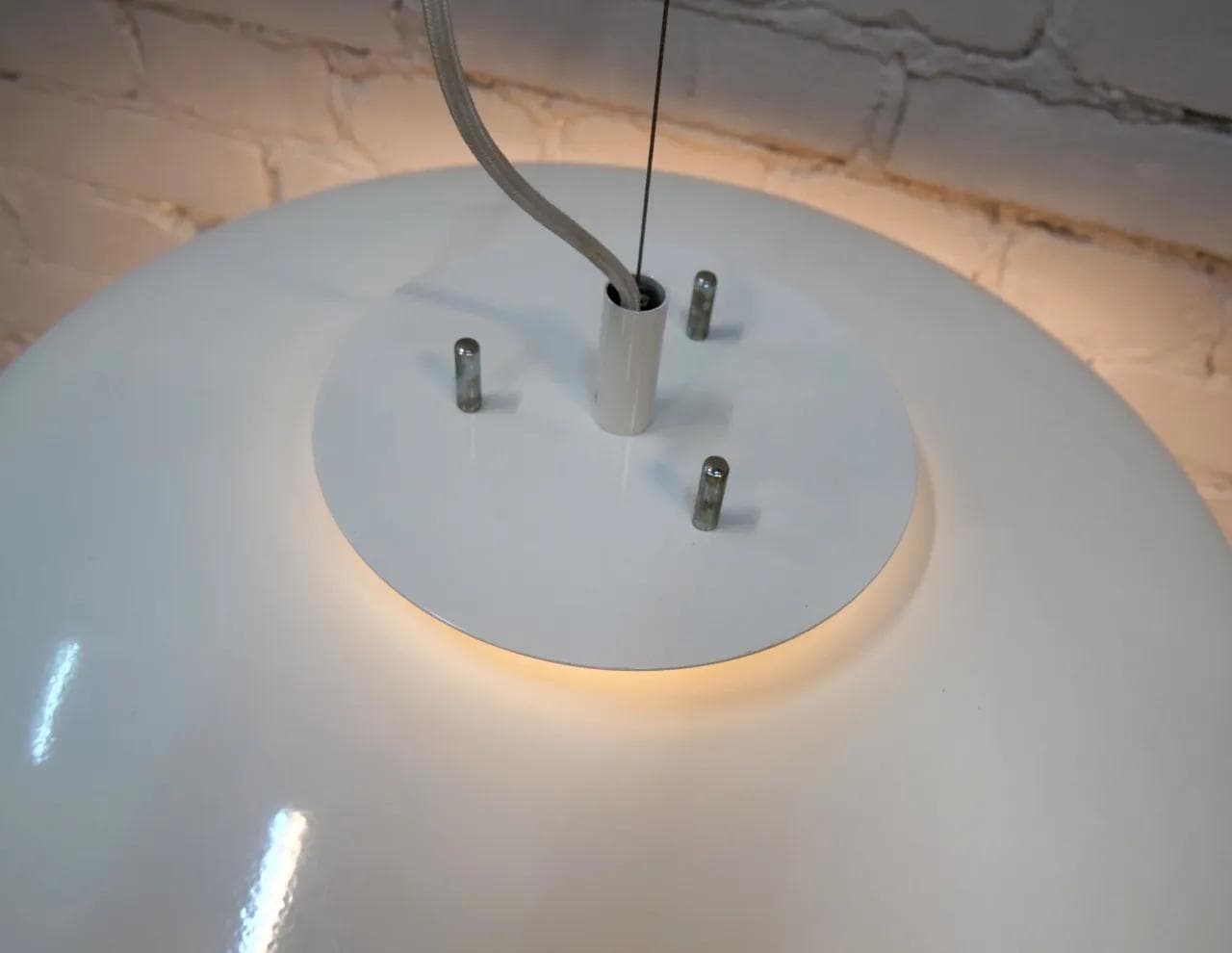 Ivory White Steel Ceiling Lamp, Fog & Morup, Denmark, 1960s - 19276