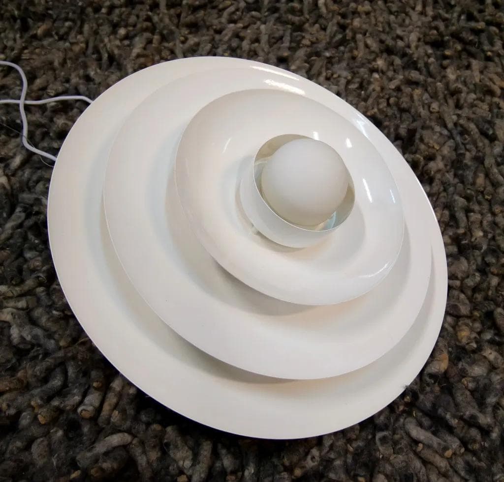 Ivory White Steel Ceiling Lamp, Fog & Morup, Denmark, 1960s - 19279