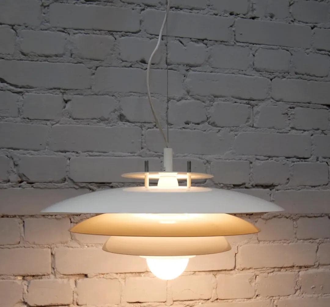 Ivory White Steel Ceiling Lamp, Fog & Morup, Denmark, 1960s - 19275