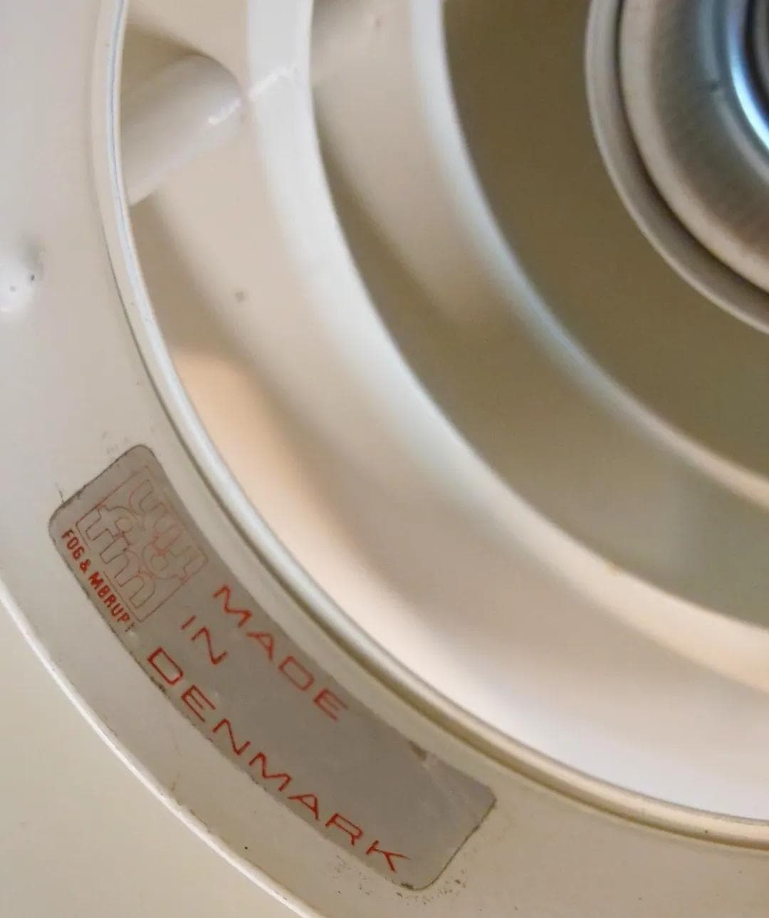 Ivory White Steel Ceiling Lamp, Fog & Morup, Denmark, 1960s - 19281