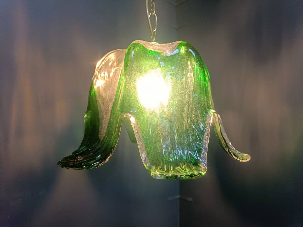 Lampa wisząca Murano, zielona, szkło, Mazzega, Włochy, lata 60. - 270465