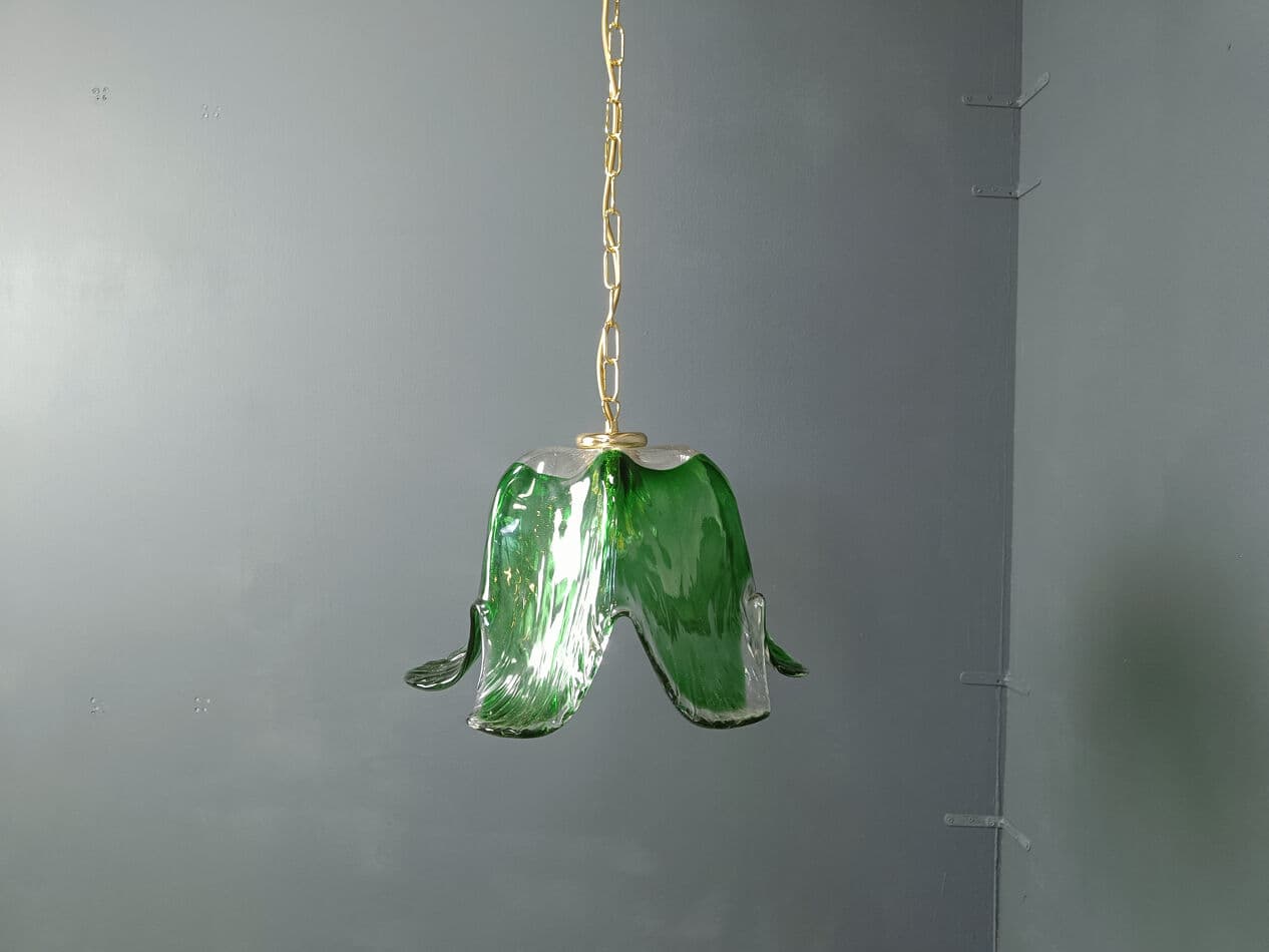 Lampa wisząca Murano, zielona, szkło, Mazzega, Włochy, lata 60. - 270467