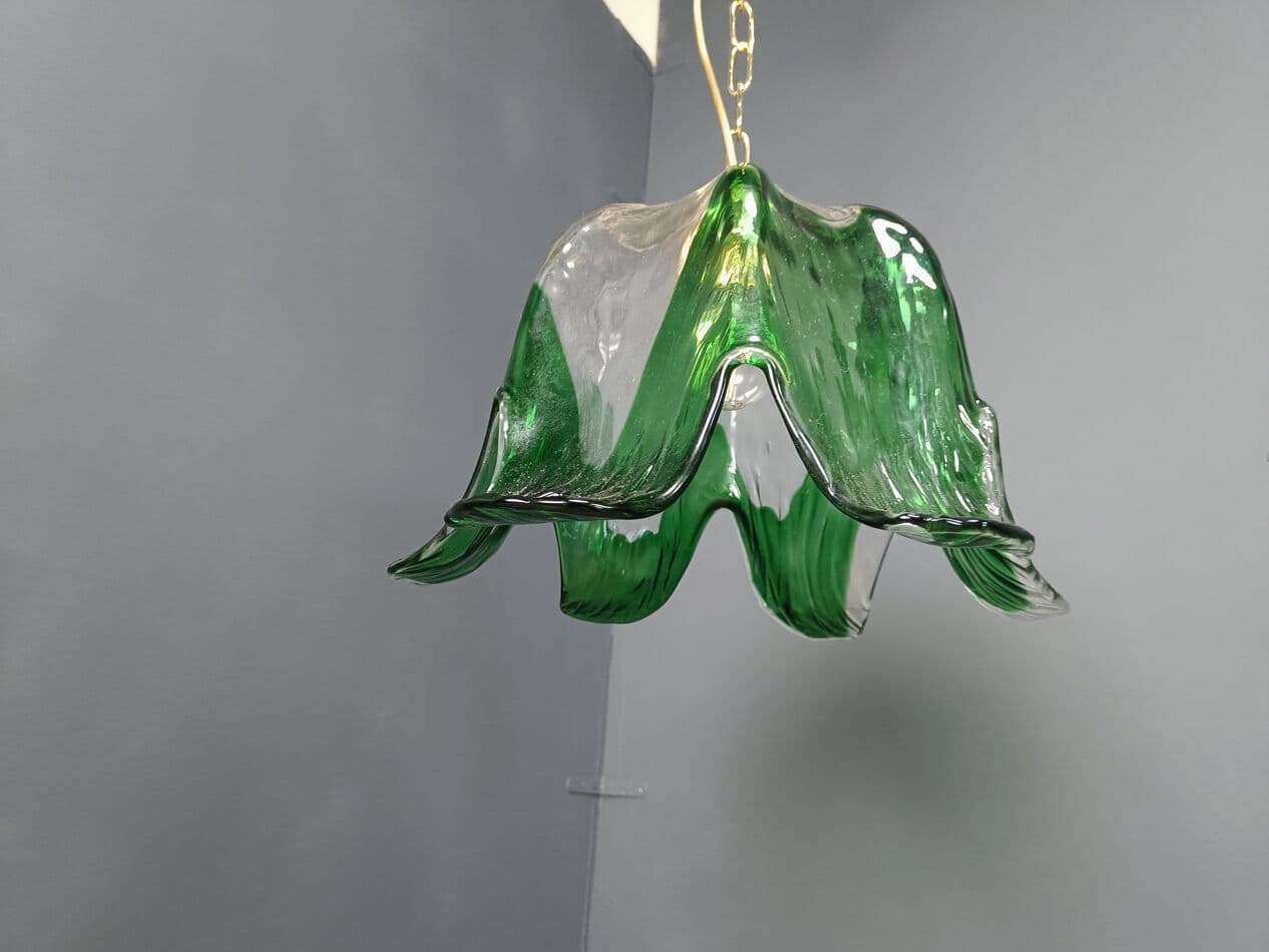 Lampa wisząca Murano, zielona, szkło, Mazzega, Włochy, lata 60. - 270464
