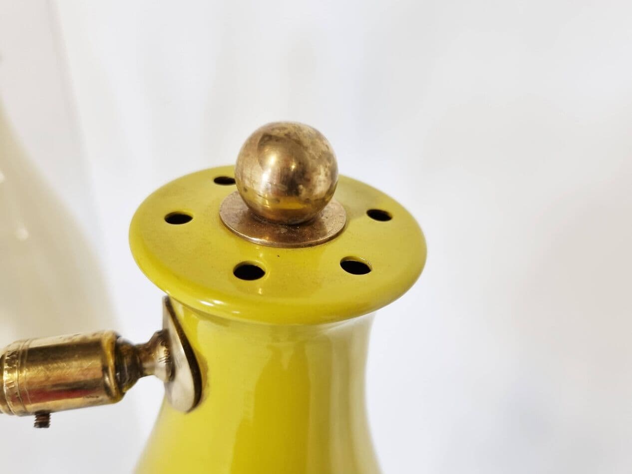 Żyrandol mid-century, klosze multikolor, włókno szklane, mosiądz, Francja, lata 50. - 270150