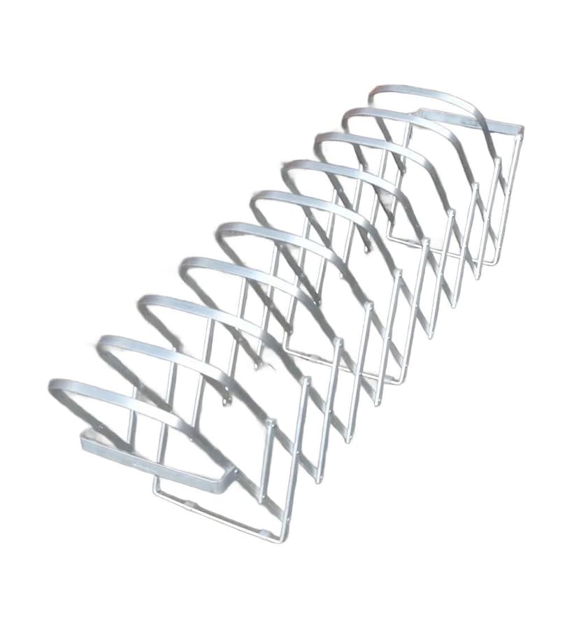 Szary metalowy gazetownik / segregator na płyty winylowe, Włochy, lata 70.