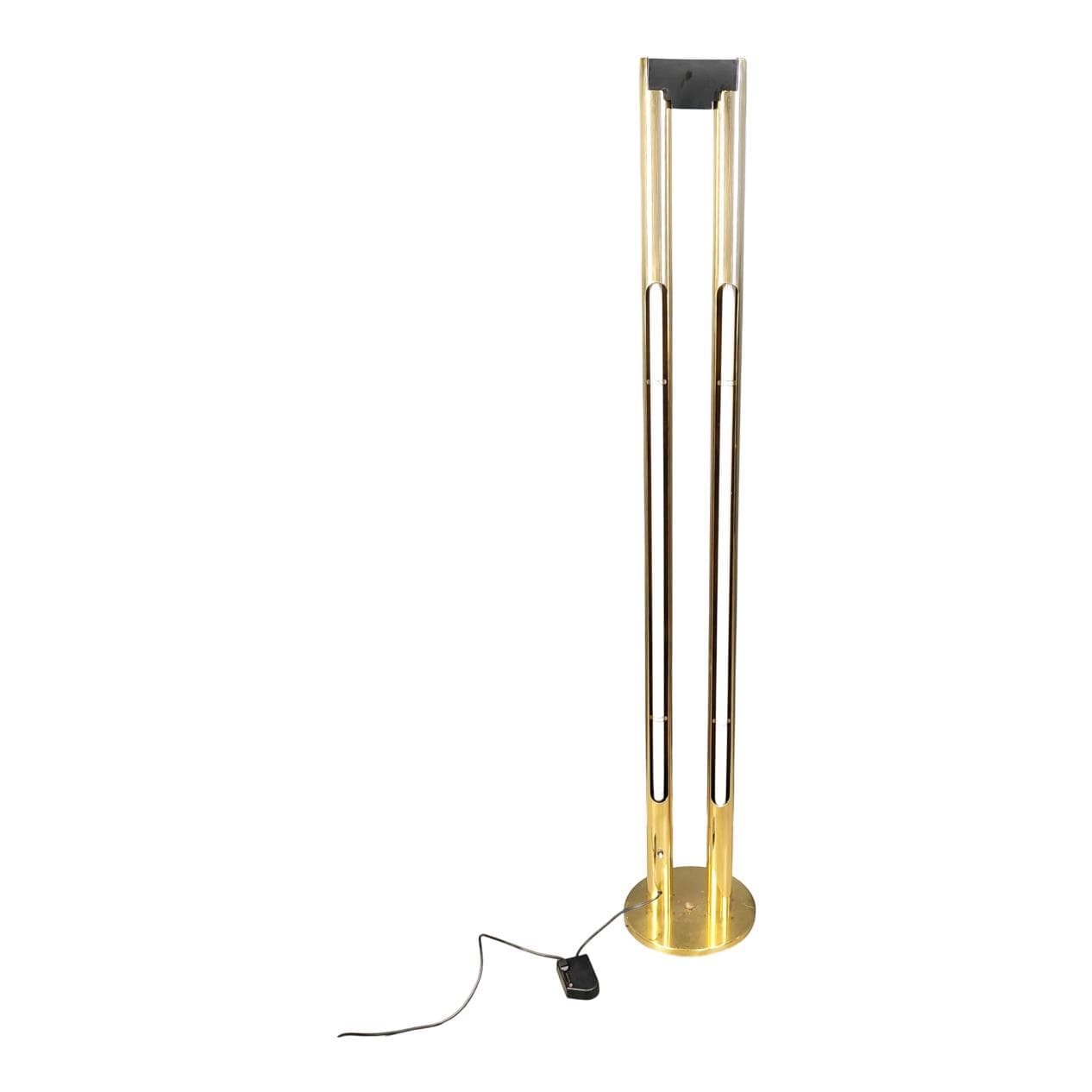 Floor lamp, gold brass, Italy, 1980s.