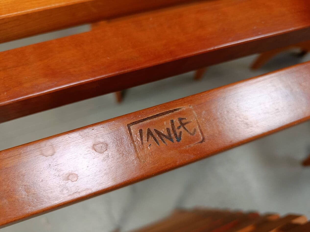 zestaw ośmiu krzeseł do jadalni Calcar, brązowy, drewno, proj. B. Lange, Belgia, lata 90. - 273998