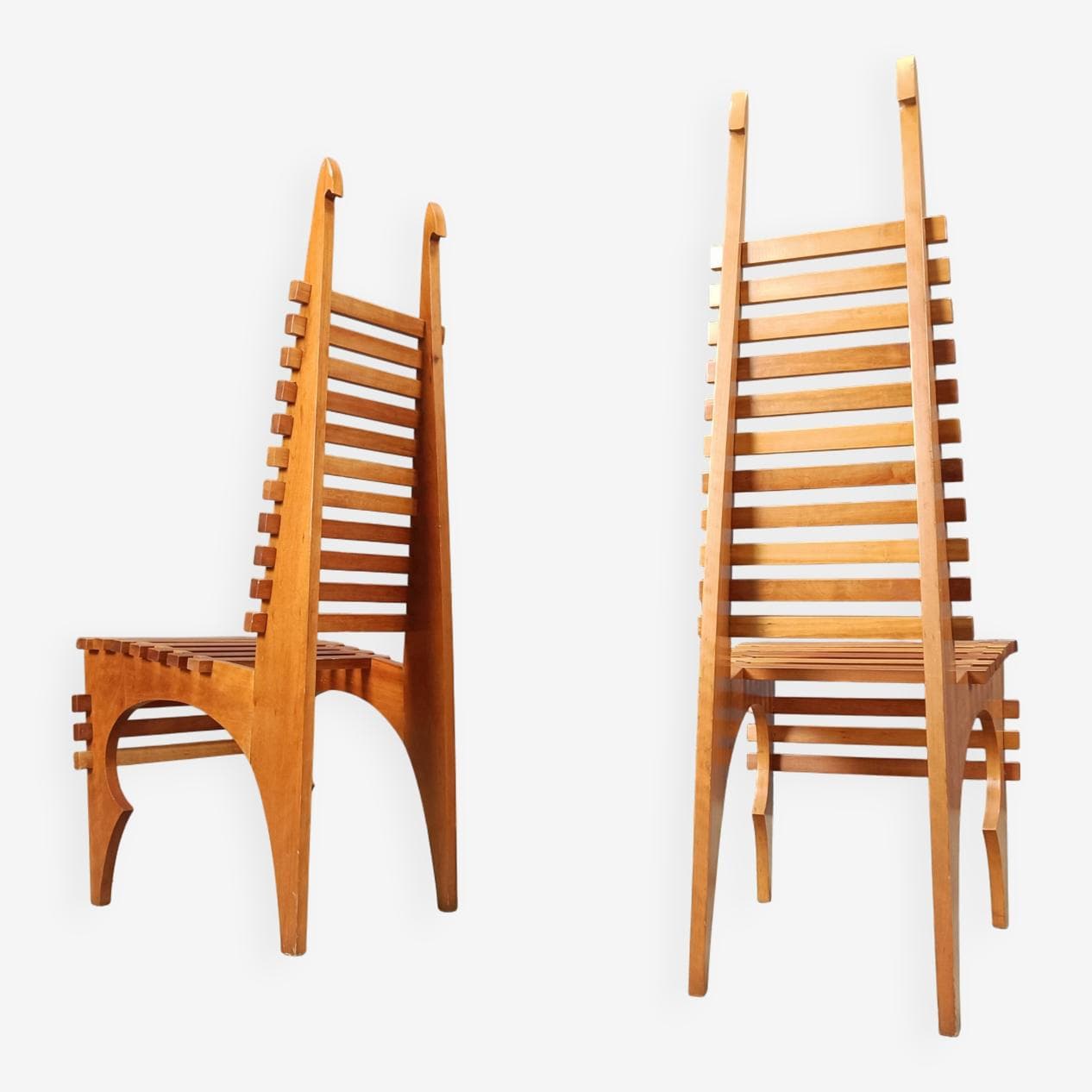 zestaw ośmiu krzeseł do jadalni Calcar, brązowy, drewno, proj. B. Lange, Belgia, lata 90. - 273993