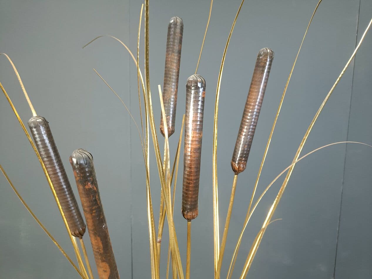 Lampa podłogowa, złoty, mosiądz, proj. D. D'Haeseleer, Belgia, lata 70. - 273986