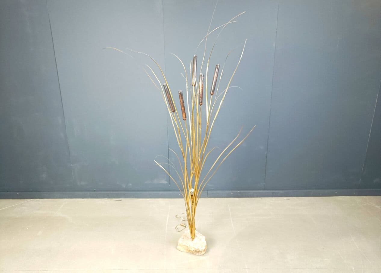 Lampa podłogowa, złoty, mosiądz, proj. D. D'Haeseleer, Belgia, lata 70. - 273977