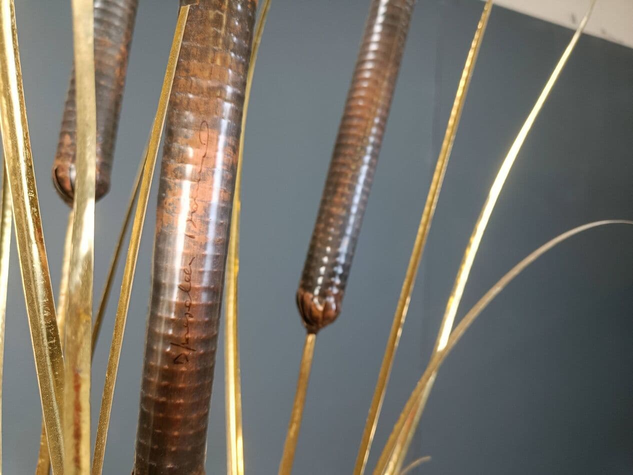 Lampa podłogowa, złoty, mosiądz, proj. D. D'Haeseleer, Belgia, lata 70. - 273985