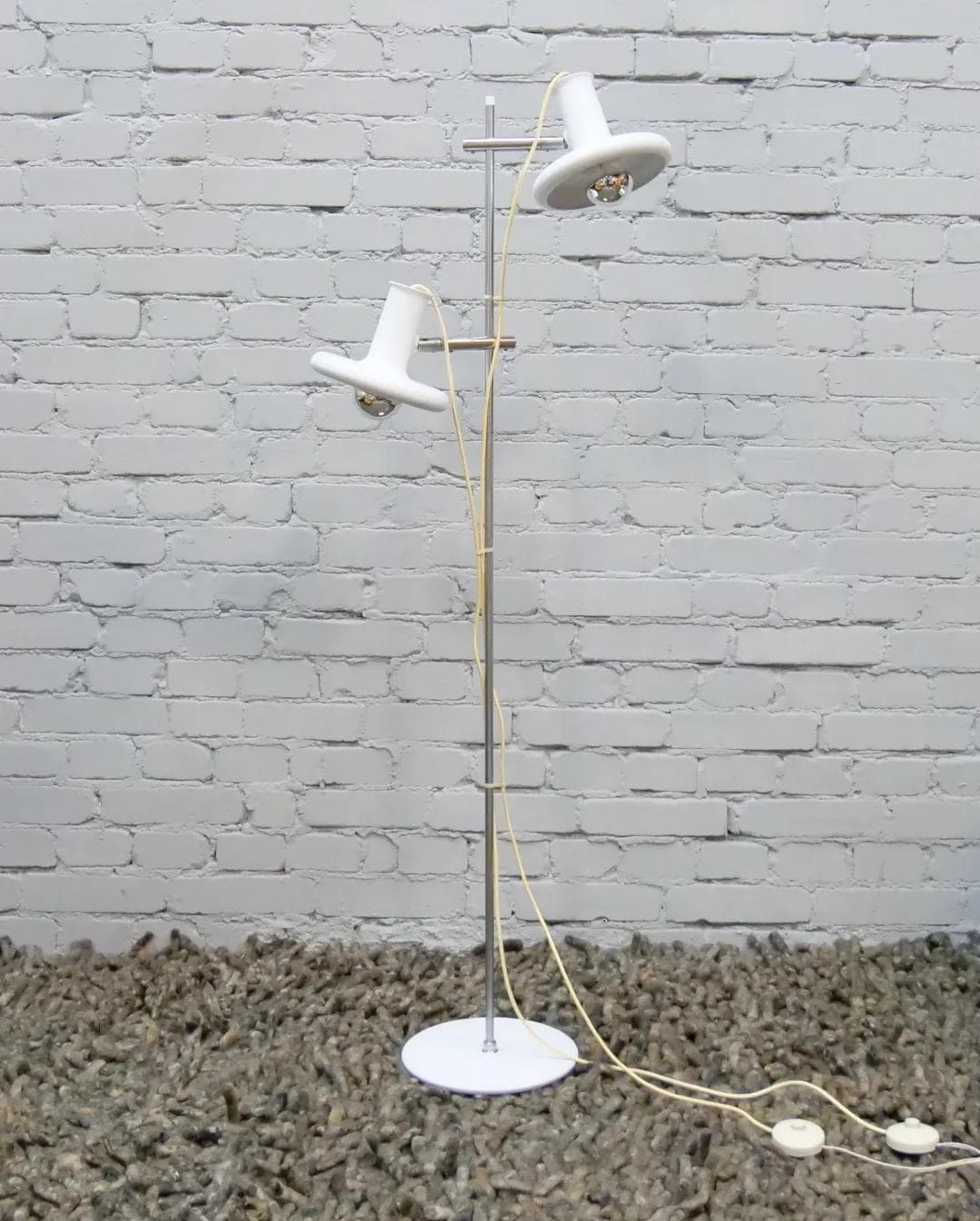 Lampa podłogowa Optima, biały, stal chromowana, proj. H. Due, Fog & Mørup, Dania, lata 70. - 19433