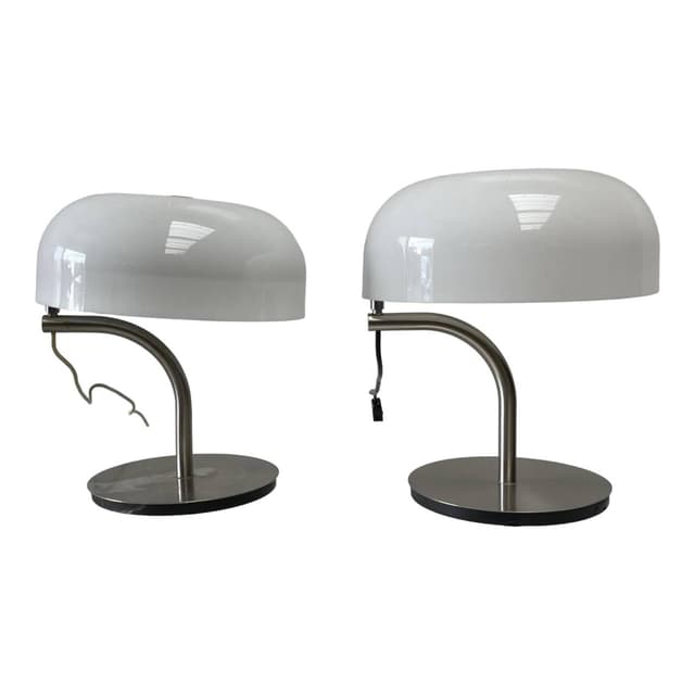 Para lamp stołowych, biały, plastik, proj. G. Stoppino, Włochy, lata 80. - WYMIARY