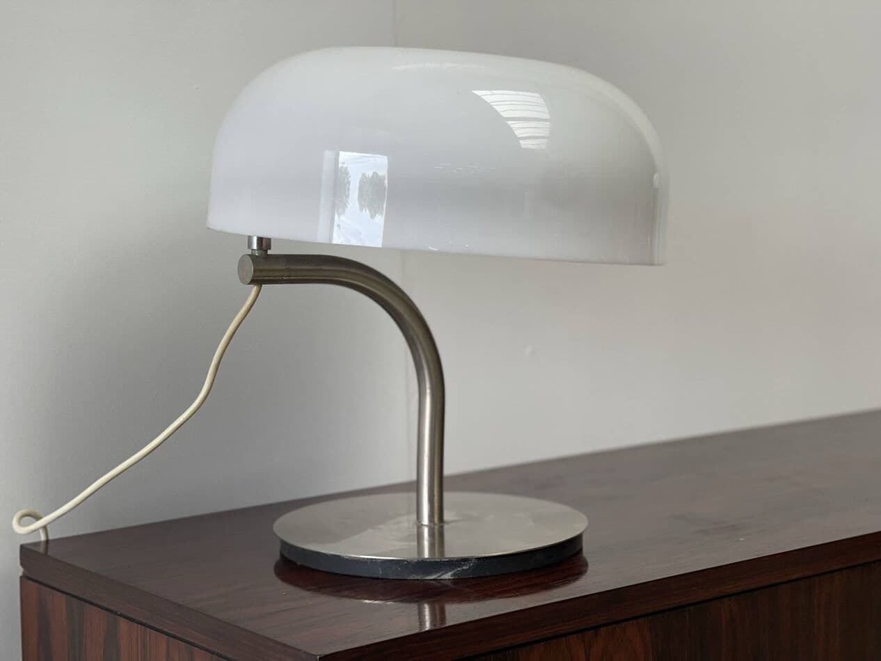 Para lamp stołowych, biały, plastik, proj. G. Stoppino, Włochy, lata 80. - 269521