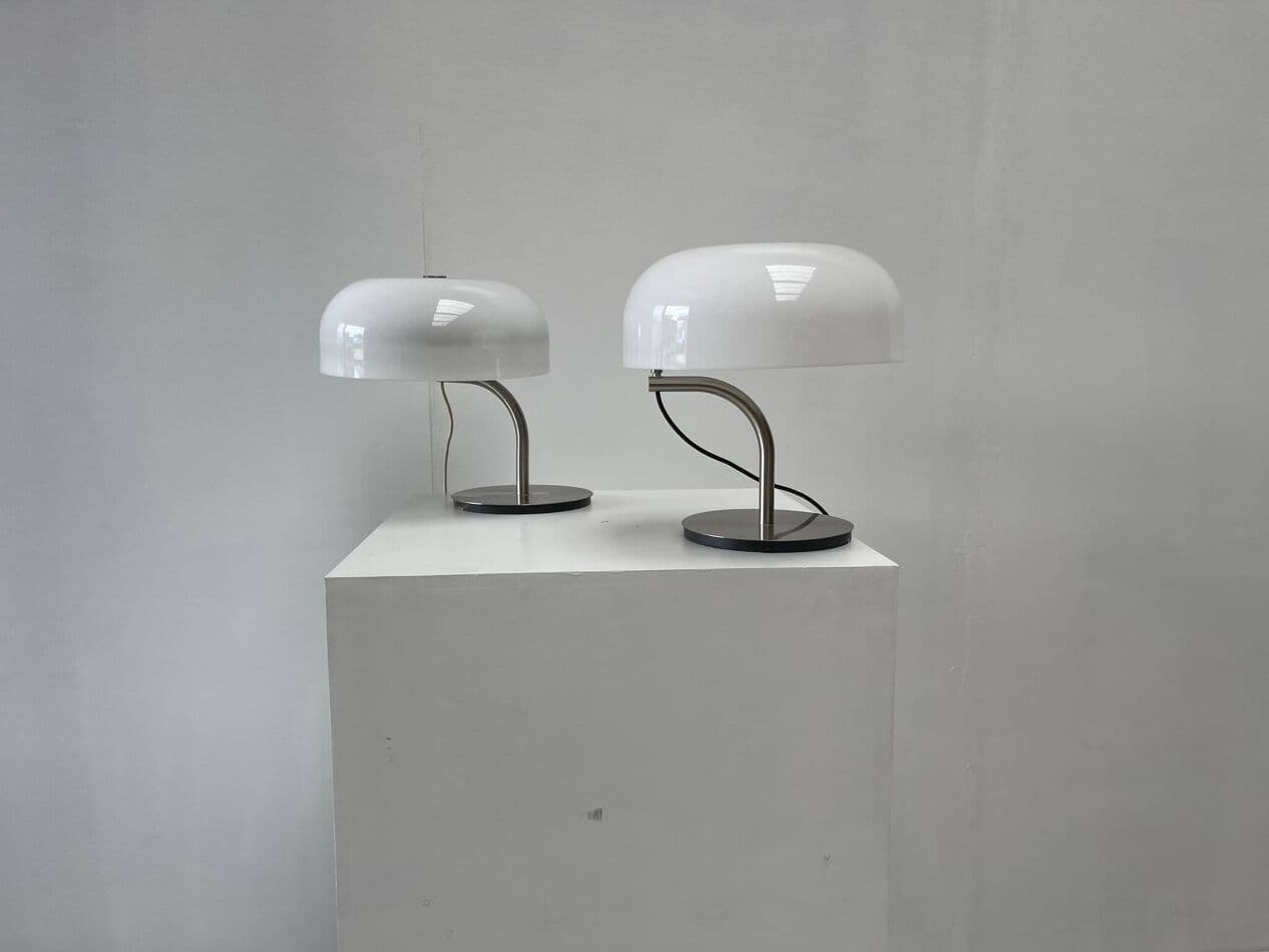 Para lamp stołowych, biały, plastik, proj. G. Stoppino, Włochy, lata 80. - 269525