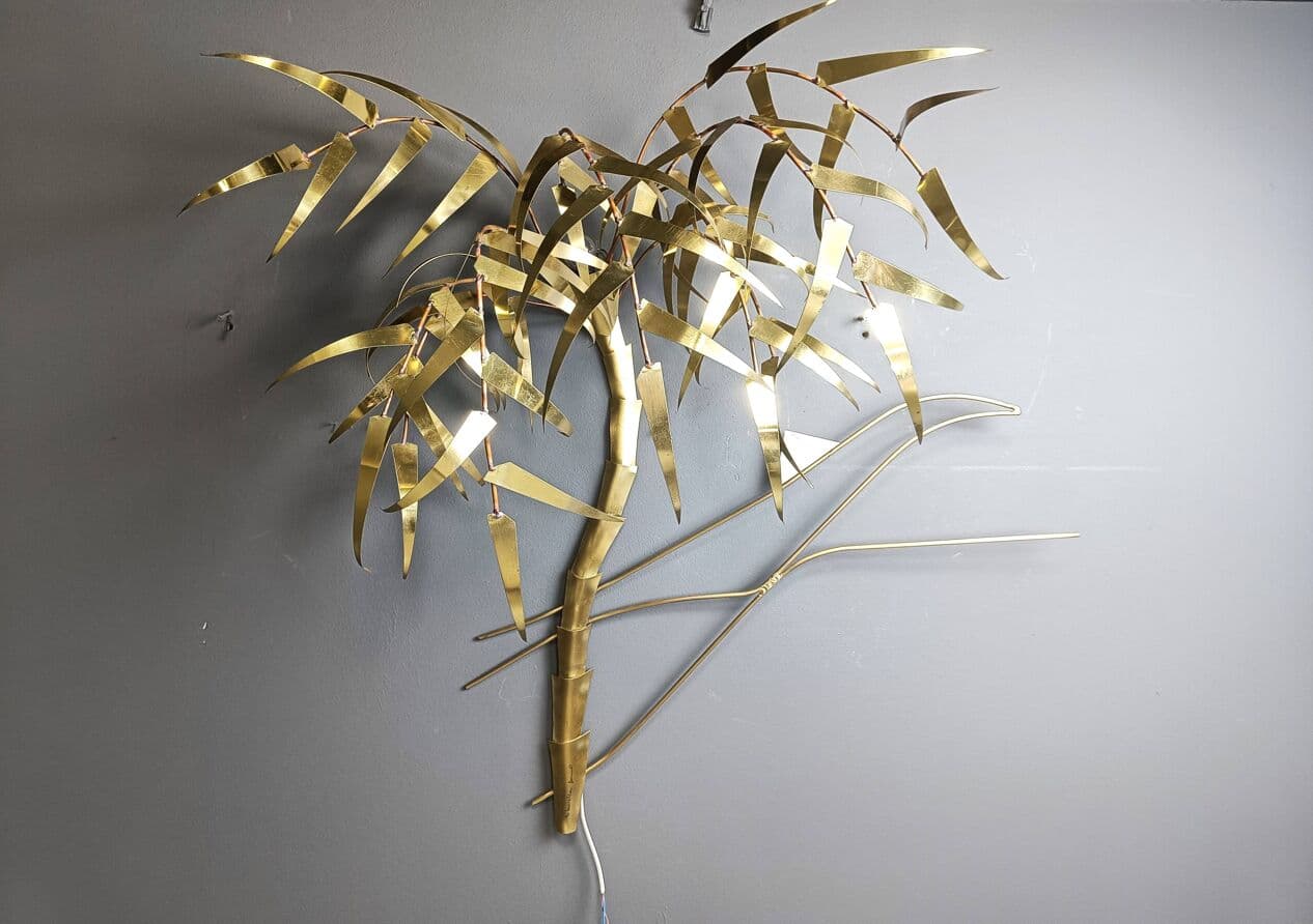 Lampa ścienna Palm Tree, złoty, miedź, proj. D. D'Haeseleer, Belgia, lata 70. - 269445