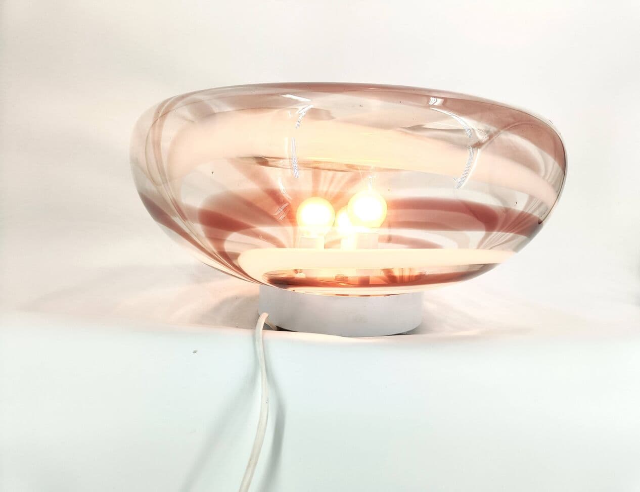 Lampa stołowa, szkło murano fioletowe, Mazzega, Włochy, lata 70. - 269357