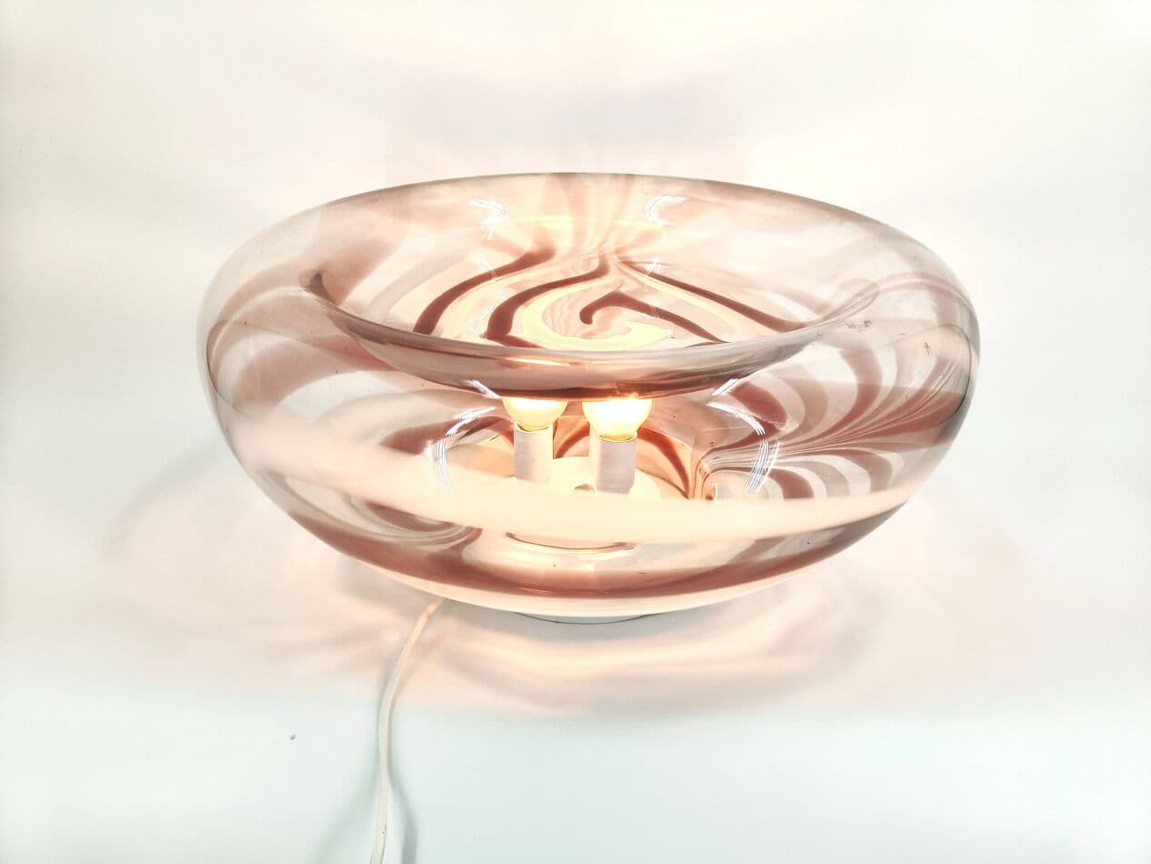 Lampa stołowa, szkło murano fioletowe, Mazzega, Włochy, lata 70. - 269354