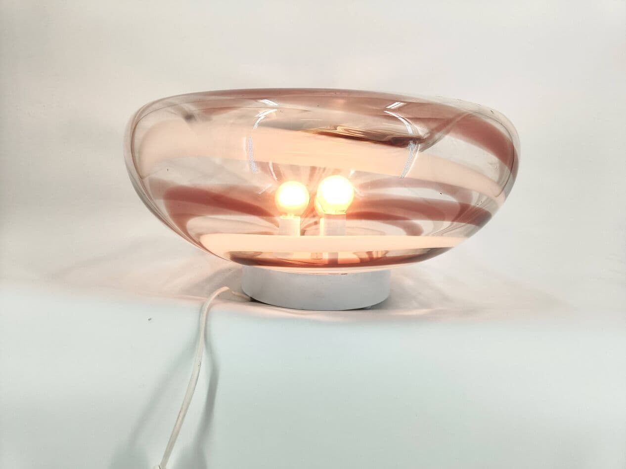 Lampa stołowa, szkło murano fioletowe, Mazzega, Włochy, lata 70. - 269356