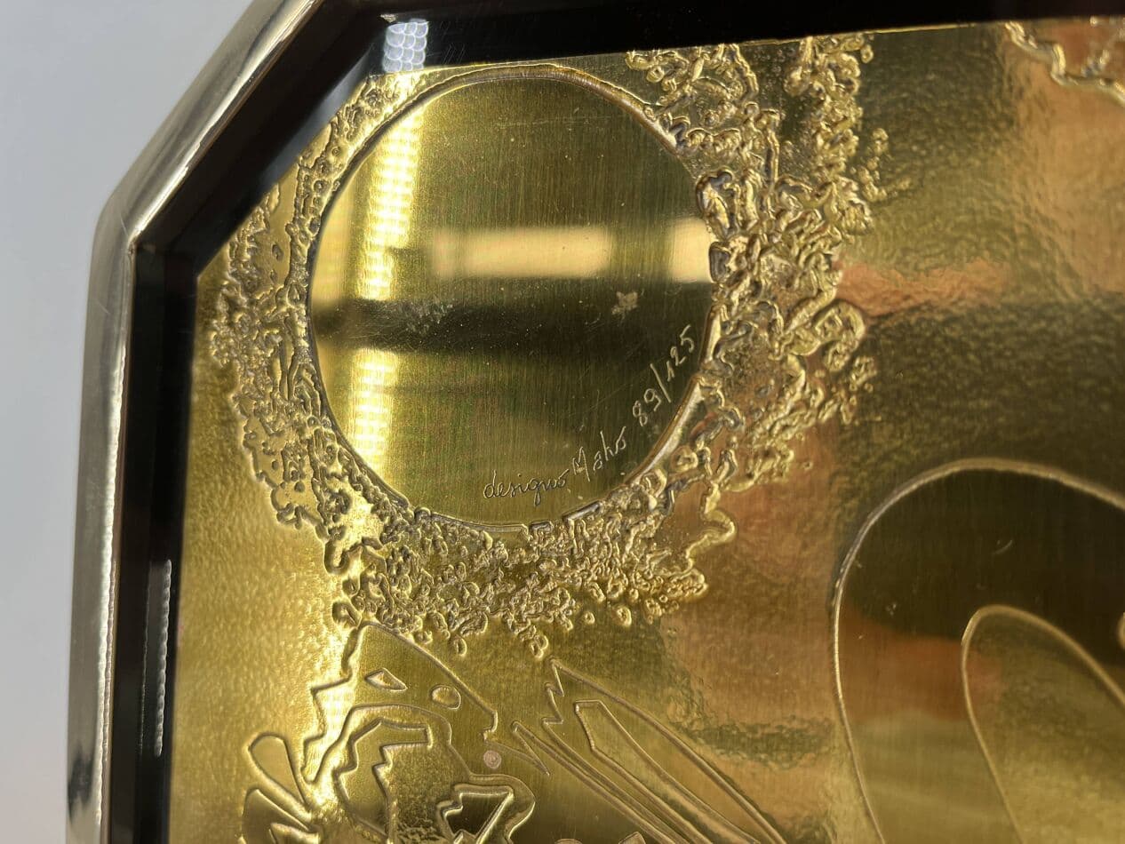 Lampa stołowa, mosiądz złoty, proj. G. Mathias, Belgia, lata 70. - 269188