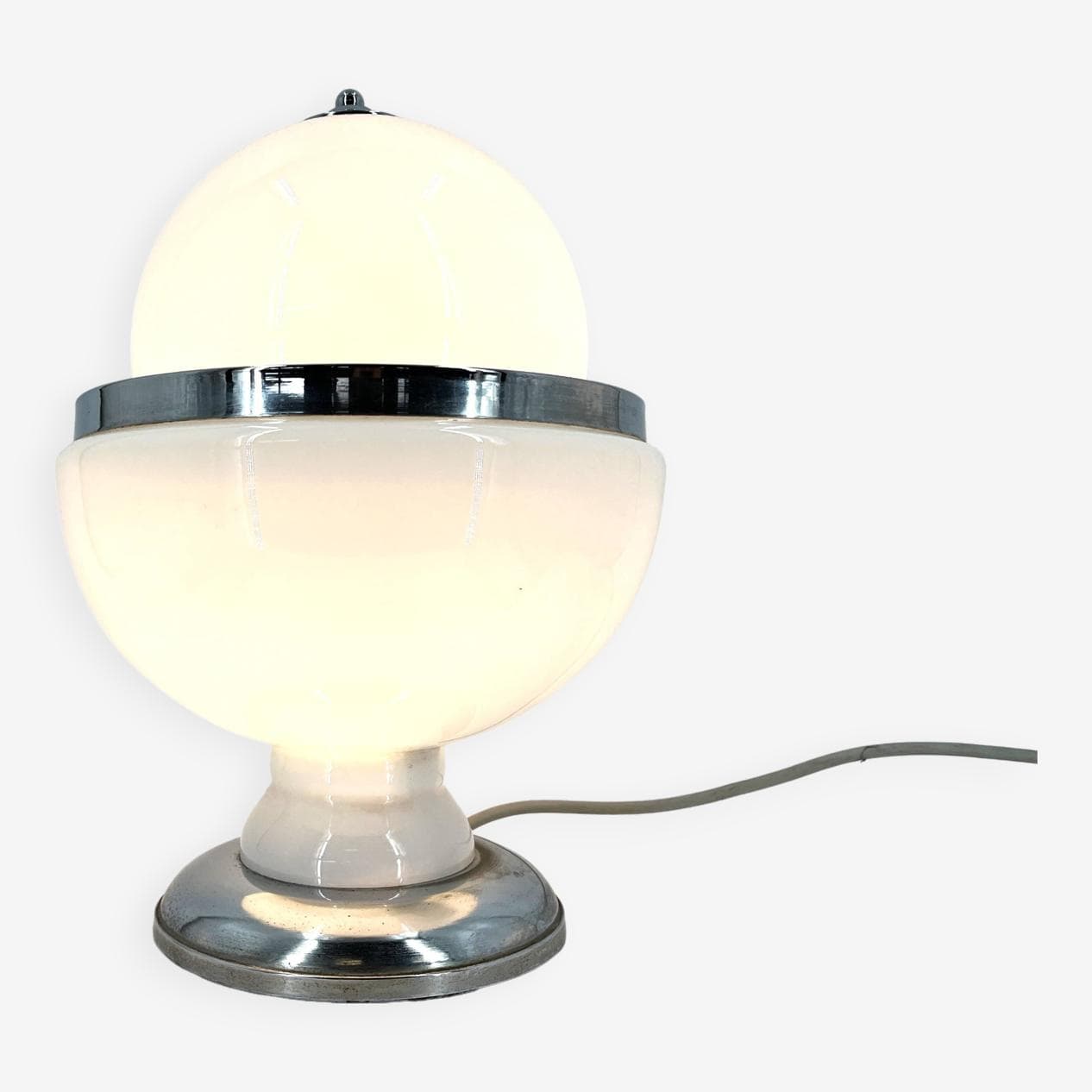 Table lamp, Murano, white glass, Mazzega, Italy, 1970s. - 269173