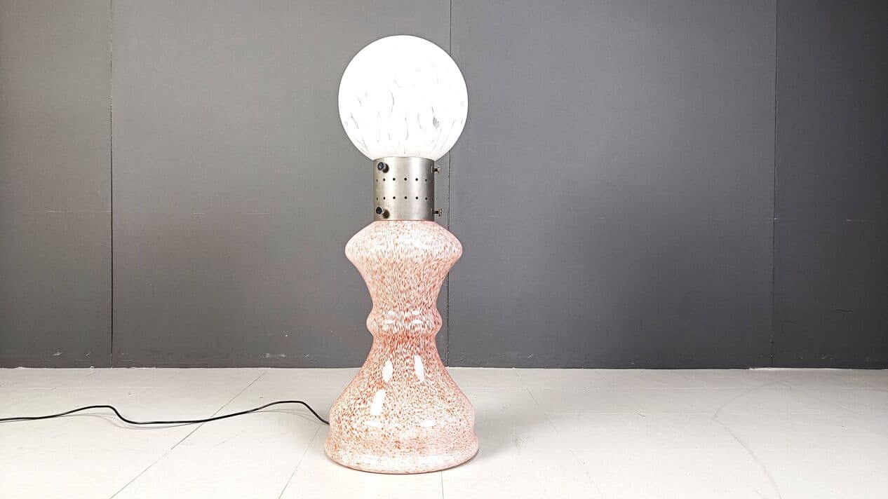 Lampa podłogowa, szkło Murano różowe, proj. C. Nason, Mazzega, Włochy, lata 60. - 269149