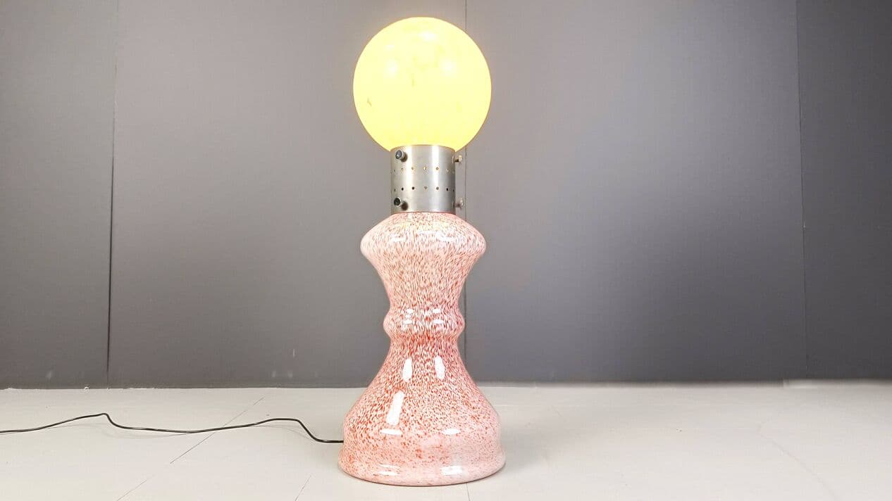 Lampa podłogowa, szkło Murano różowe, proj. C. Nason, Mazzega, Włochy, lata 60. - 269159