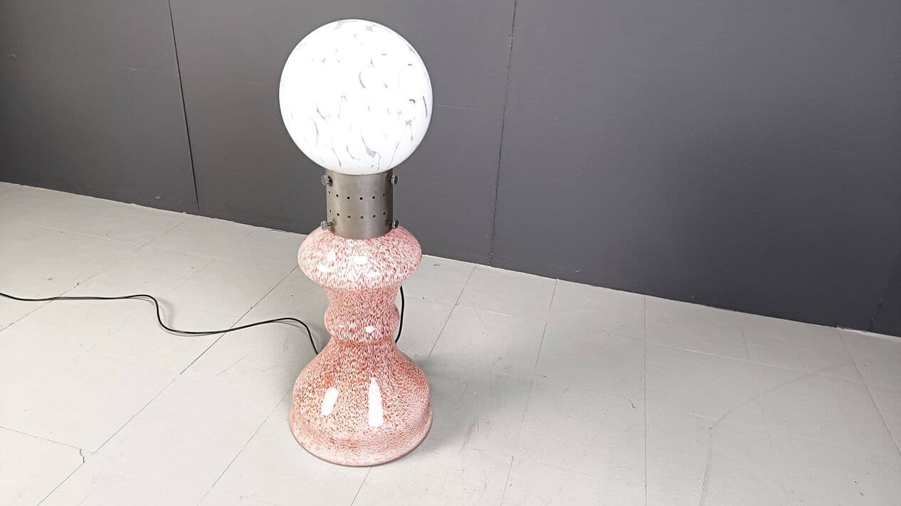 Lampa podłogowa, szkło Murano różowe, proj. C. Nason, Mazzega, Włochy, lata 60. - 269152