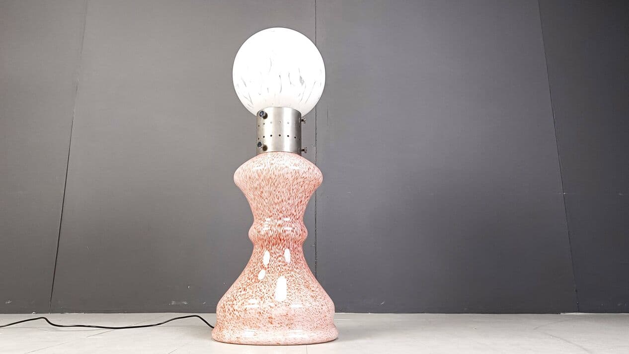 Lampa podłogowa, szkło Murano różowe, proj. C. Nason, Mazzega, Włochy, lata 60. - 269155