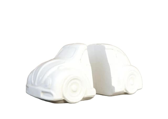 White Ceramic VW Beetle Bookends, Netherlands, 1970s - DIMENSION