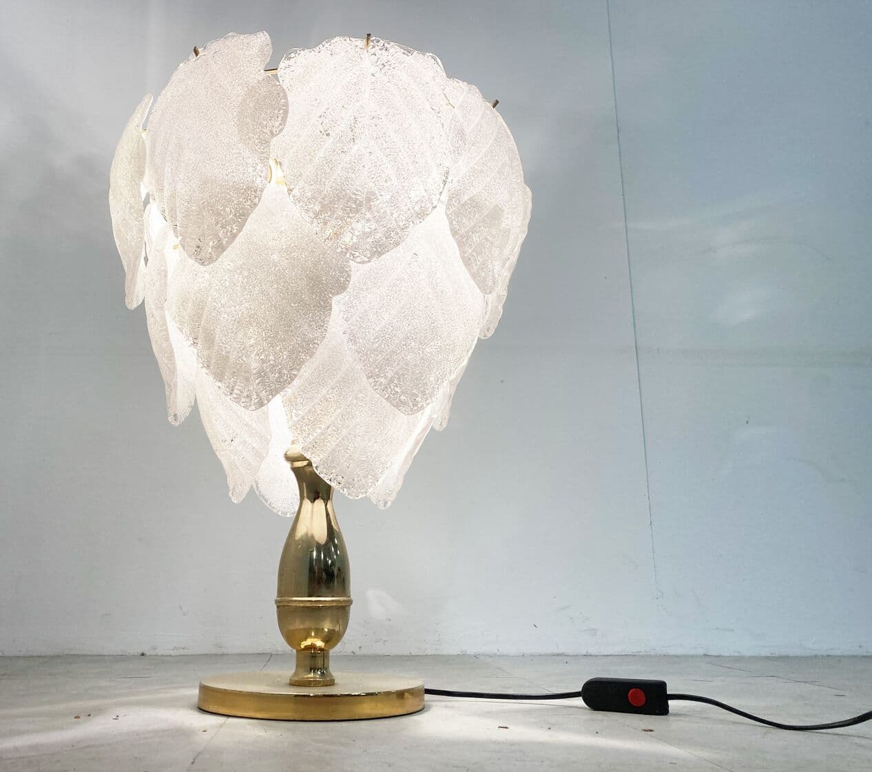 Lampa stołowa Murano Leaf, szkło złoty, Włochy, lata 70. - 269004