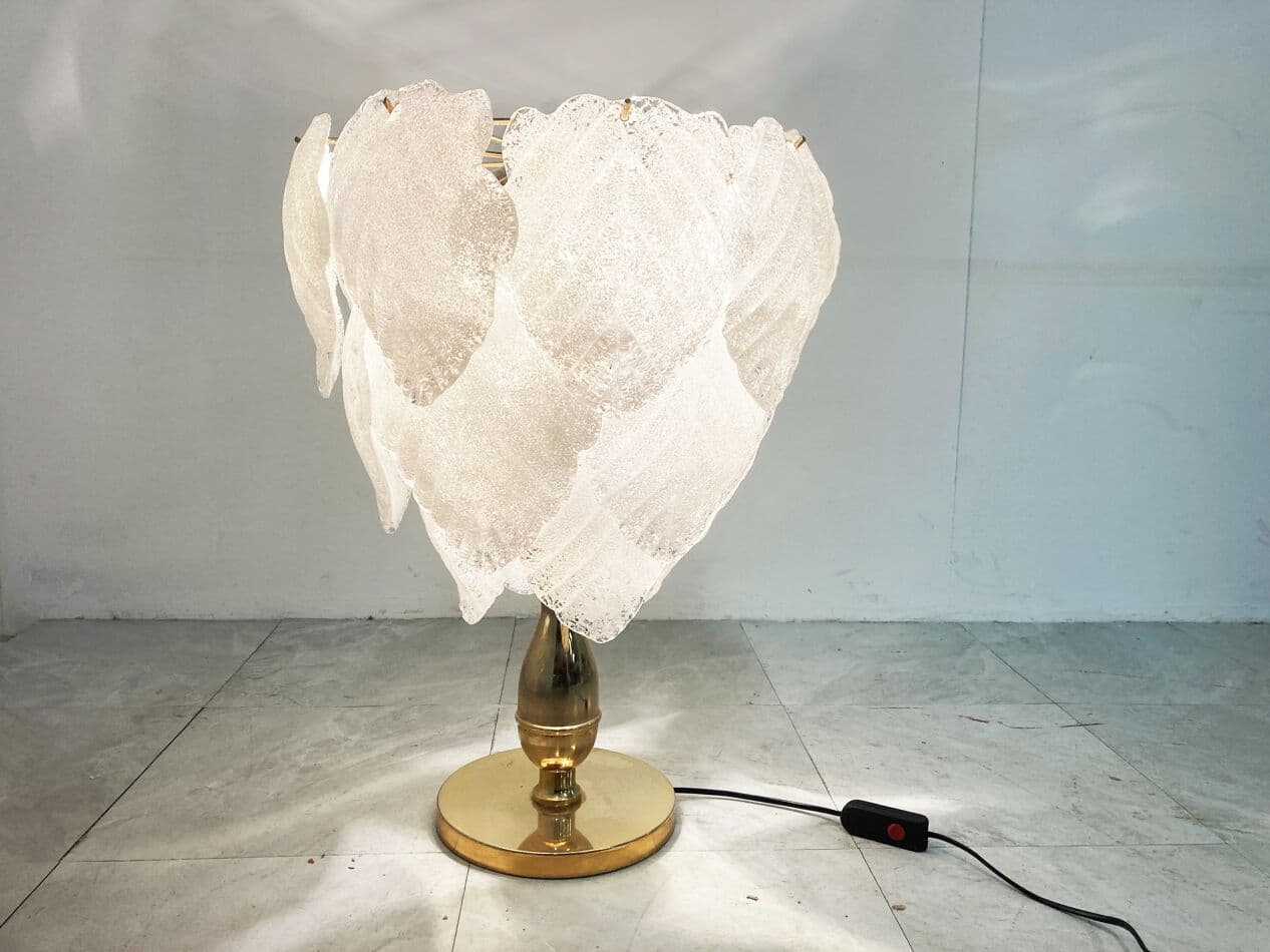 Lampa stołowa Murano Leaf, szkło złoty, Włochy, lata 70. - 269003