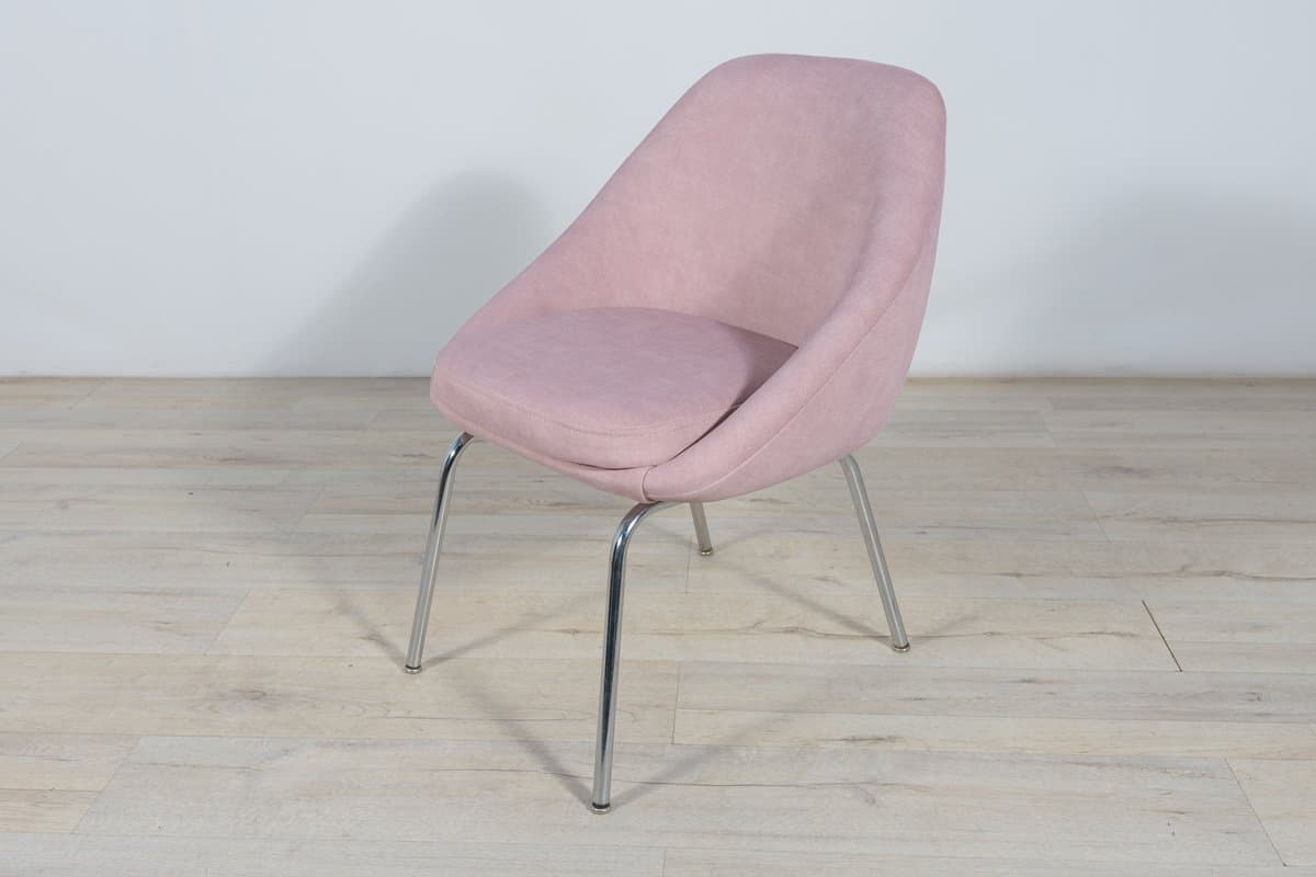 Armchair, pink velvet, chrome, United Kingdom, 1960s. - 261805