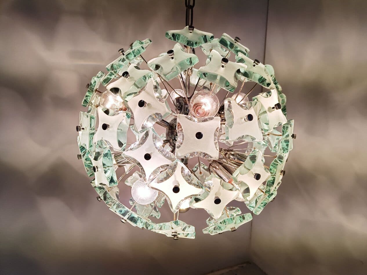 Żyrandol Sputnik, niebieski, szkło, Włochy, lata 70. - 268687