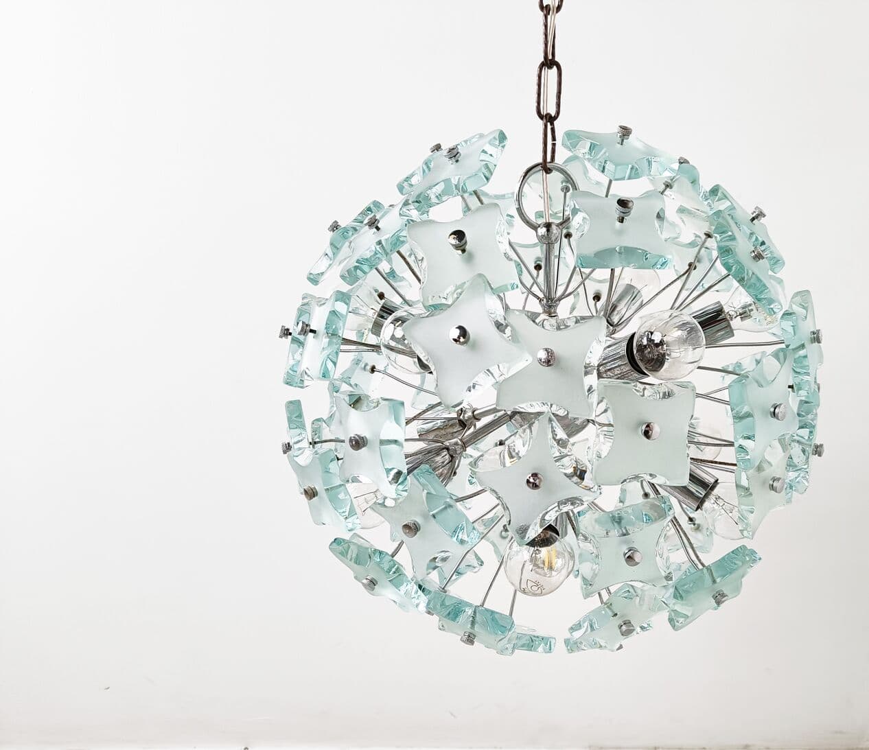 Żyrandol Sputnik, niebieski, szkło, Włochy, lata 70. - 268686