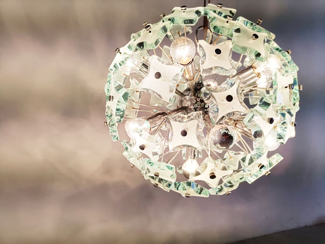 Żyrandol Sputnik, niebieski, szkło, Włochy, lata 70. - 268679