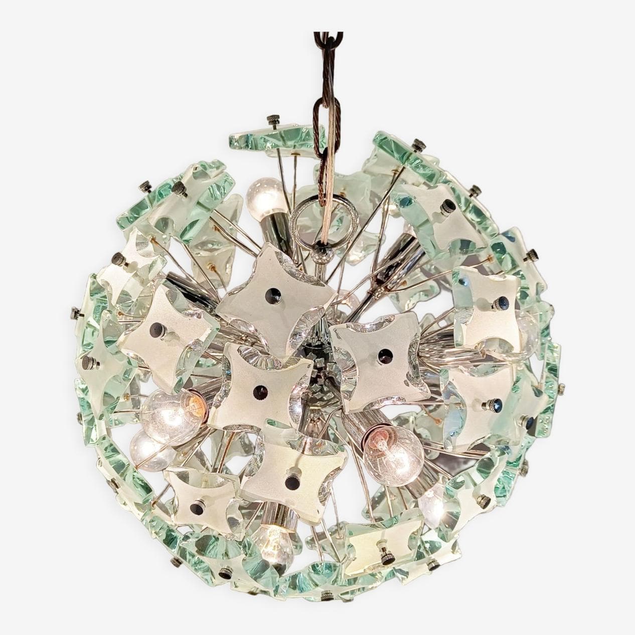 Żyrandol Sputnik, niebieski, szkło, Włochy, lata 70. - 268680