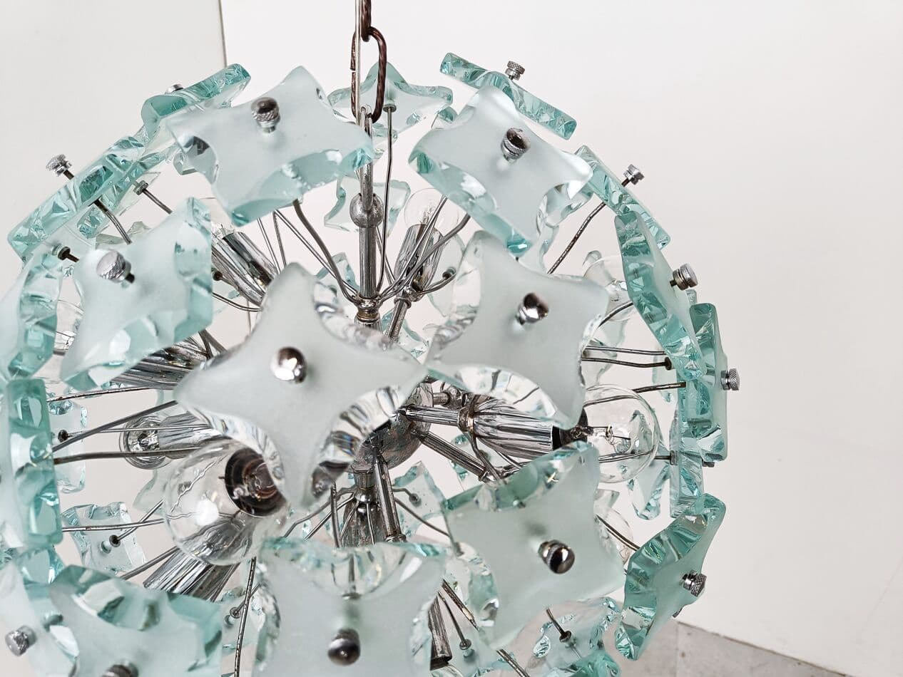 Żyrandol Sputnik, niebieski, szkło, Włochy, lata 70. - 268685