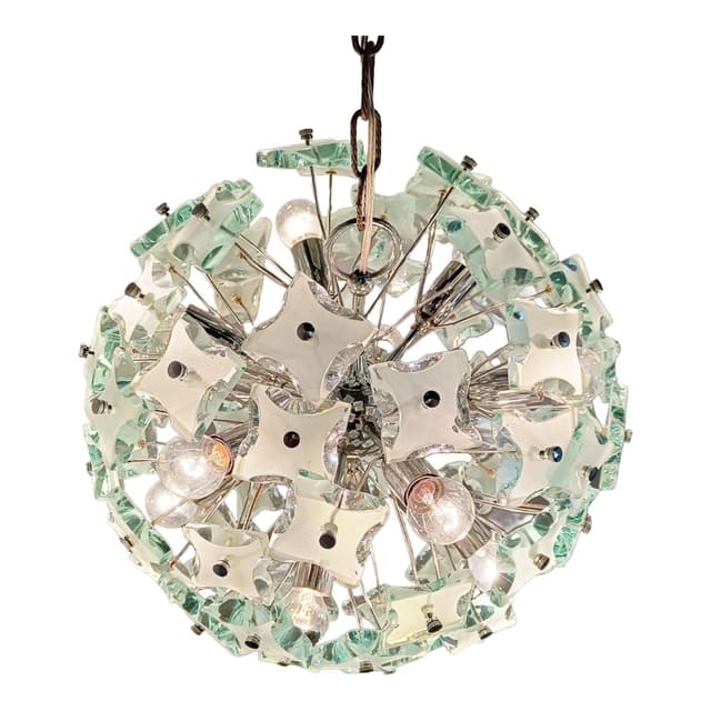 Żyrandol Sputnik, niebieski, szkło, Włochy, lata 70. - WYMIARY