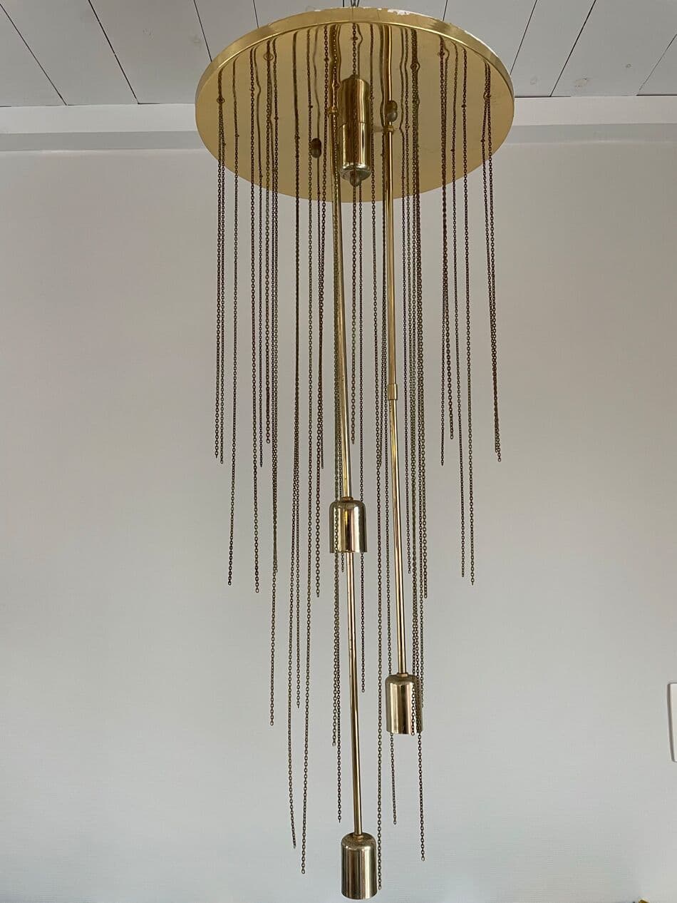 Żyrandol, liście Murano, szkło transparent, Mazzega, Włochy, lata 70. - 268669