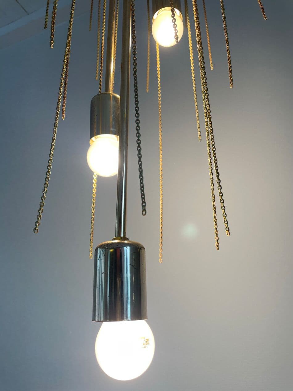 Żyrandol, liście Murano, szkło transparent, Mazzega, Włochy, lata 70. - 268670