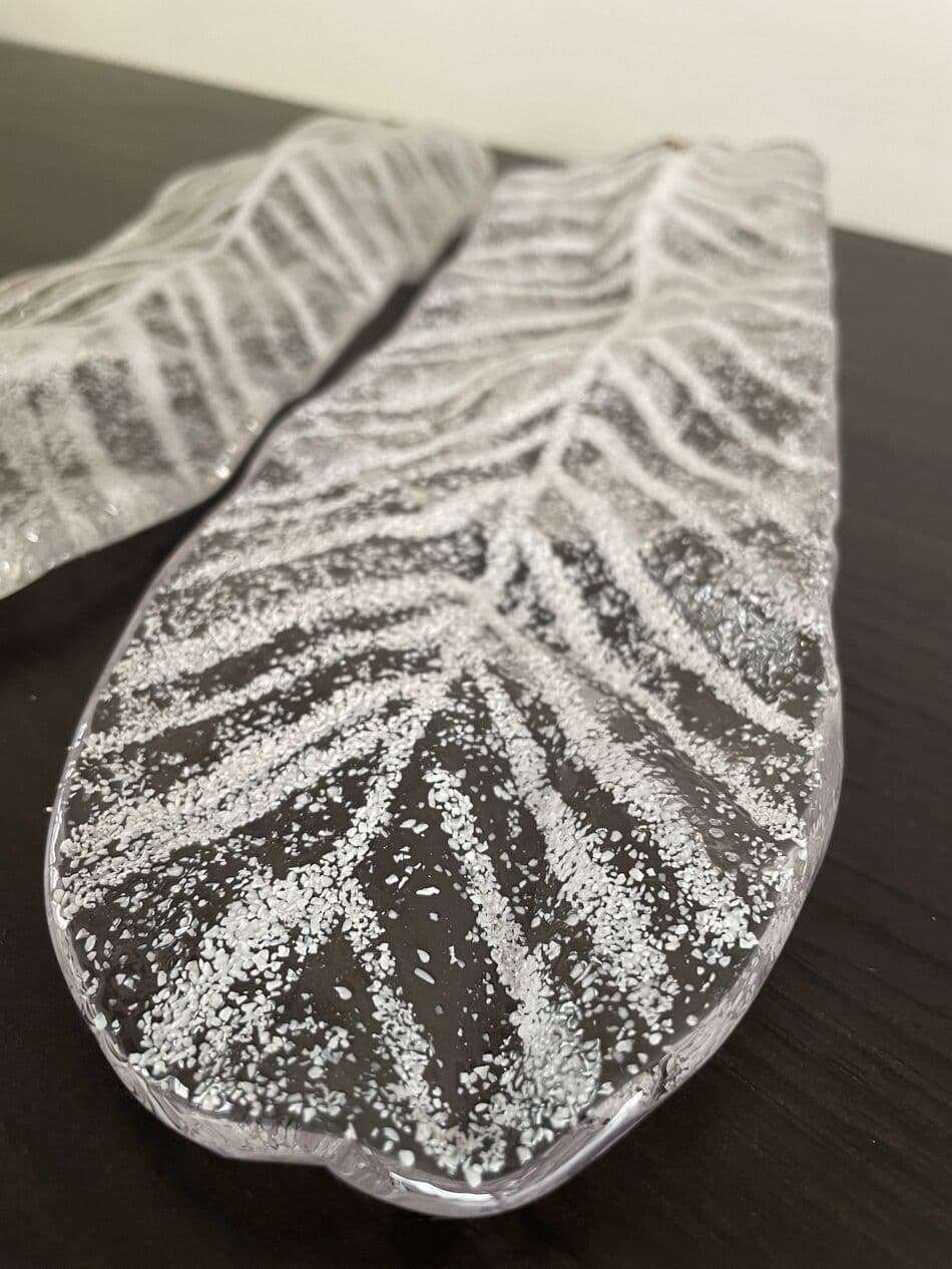 Żyrandol, liście Murano, szkło transparent, Mazzega, Włochy, lata 70. - 268671