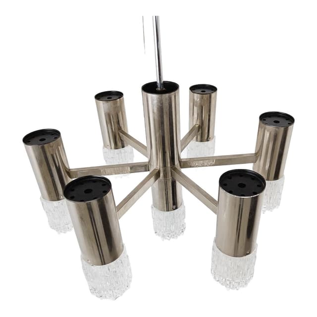 Żyrandol, srebrny, szkło, Włochy, lata 70. - WYMIARY