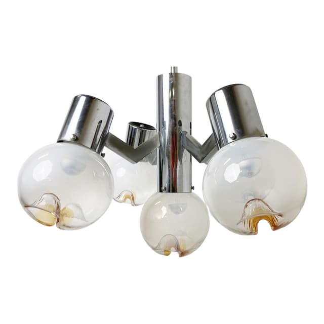 Żyrandol, Mazzega, pomarańczowy, szkło, Włochy, lata 60. - WYMIARY