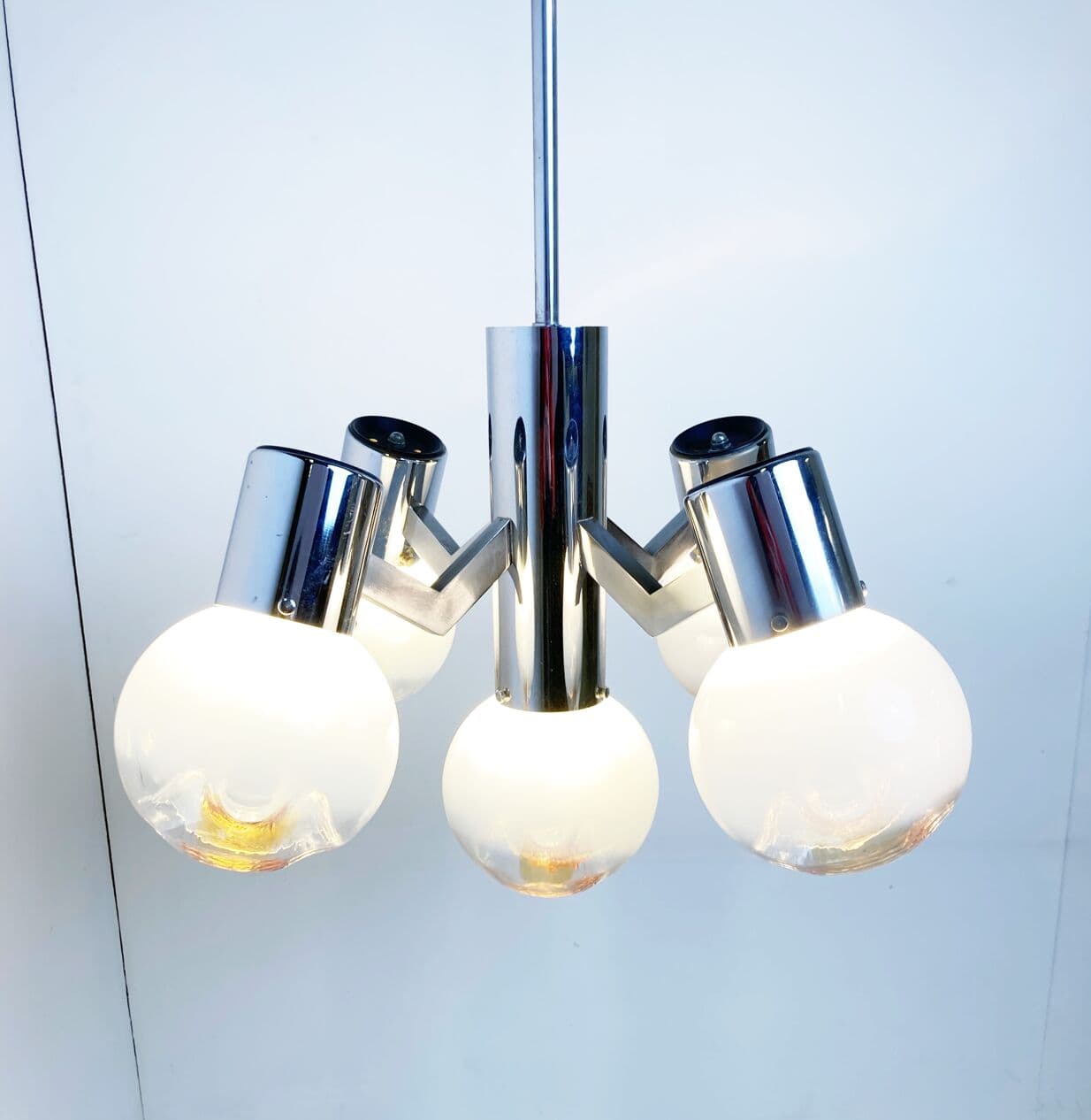 Żyrandol, Mazzega, pomarańczowy, szkło, Włochy, lata 60. - 268640